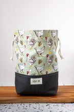 Load image into Gallery viewer, Chickens Medium Simple Drawstring Project Bag