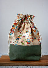 Load image into Gallery viewer, Fall Floral Large Simple Drawstring Project Bag