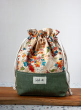 Load image into Gallery viewer, Fall Floral Medium Simple Drawstring Project Bag