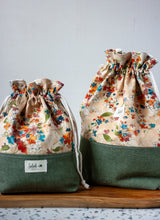 Load image into Gallery viewer, Fall Floral Medium Simple Drawstring Project Bag
