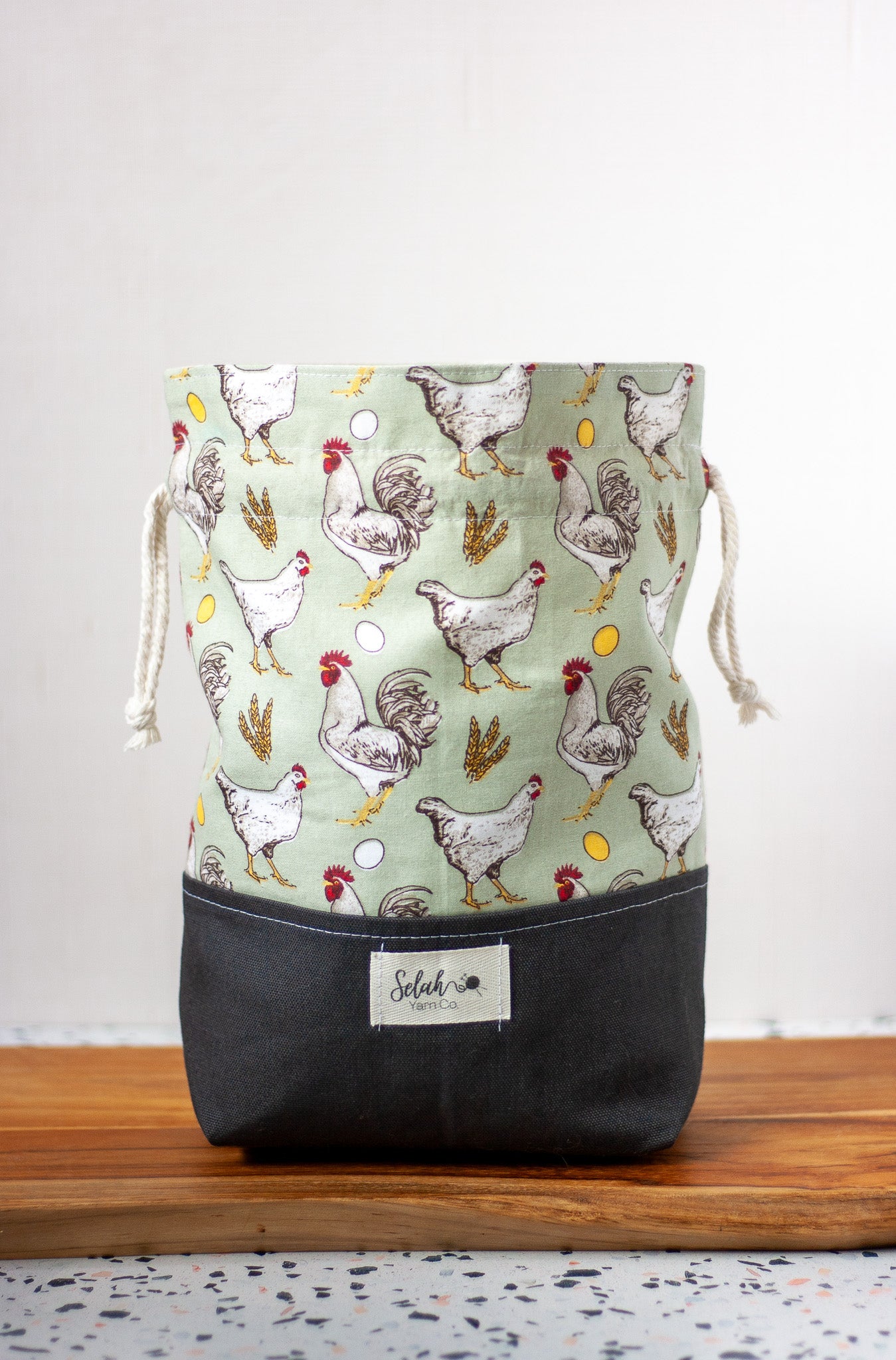 Chickens Large Simple Drawstring Project Bag – Selah Yarn Co.