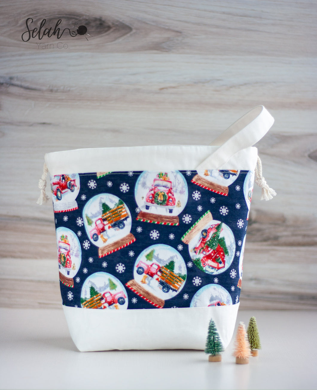 Country Snowglobes Drawstring Project Bag